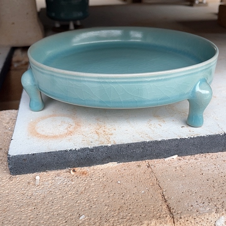 杯子天青釉  三足笔洗