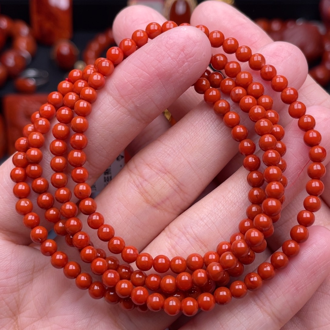 南红玛瑙未镶嵌珠宝奇石多圈4mm