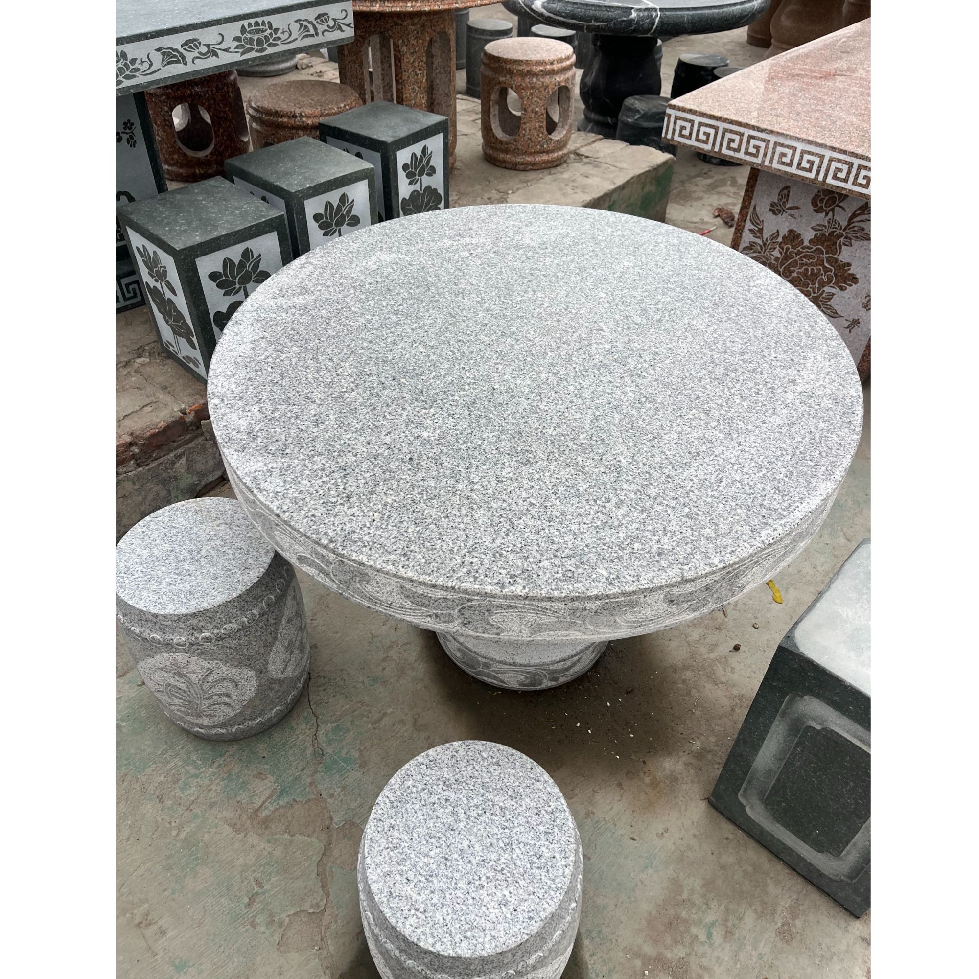 天然石材石桌石凳户外庭院大理石桌椅花岗岩石雕