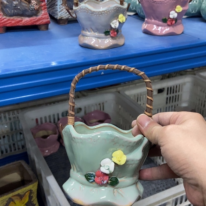 陶瓷花盆单场满9.9发10*8绿