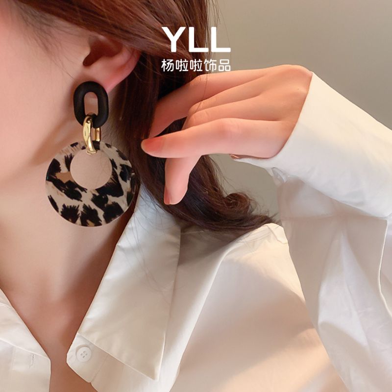 铜合金耳饰 【豹纹圆圈】个性夸张 925银针精致时尚耳环耳饰-836