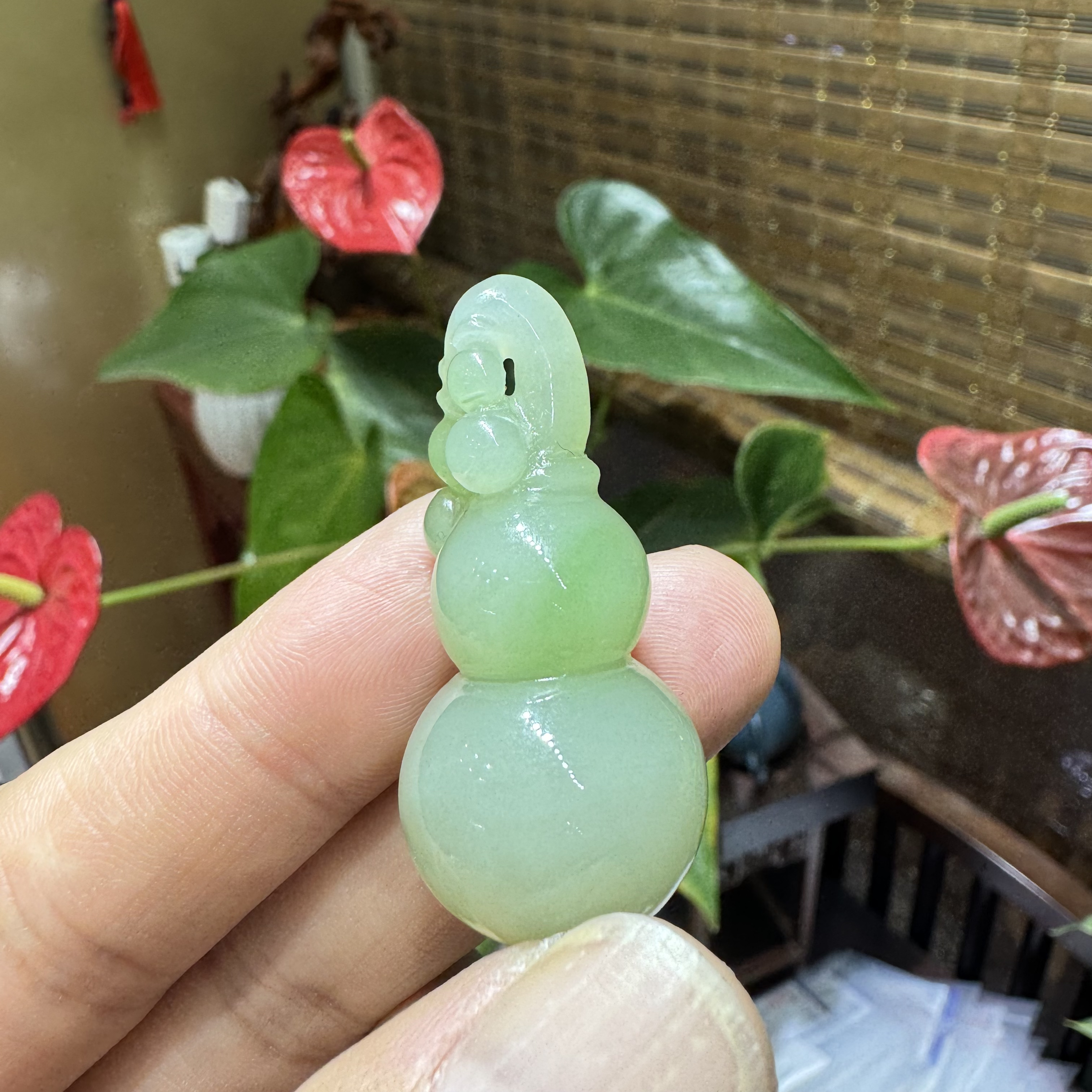 和田玉翠青葫芦挂件