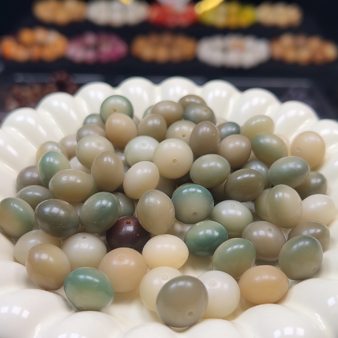 手串菩提根/象牙果卡14非料绿色算盘120颗