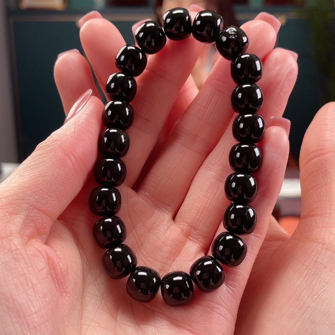 和田玉手串未镶嵌塔青卡9.10老型