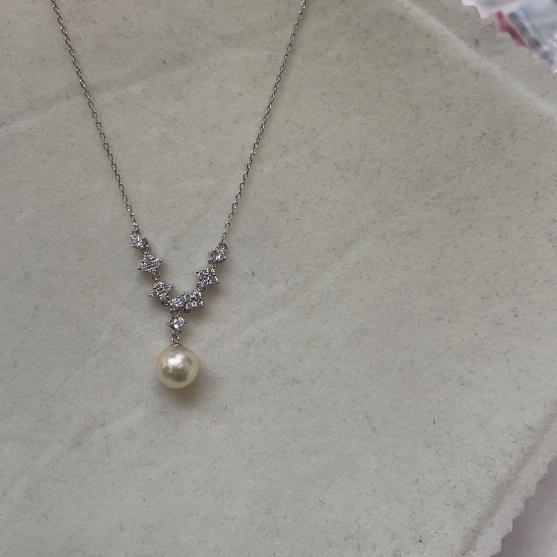 海水珍珠银S925镶嵌项链