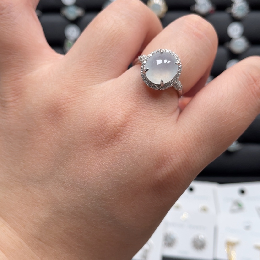 翡翠戒指银S925镶嵌戒指