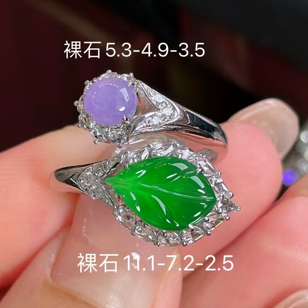 设计款二合一戒指，种老细腻优雅翡翠