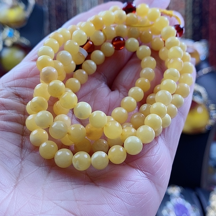 琥珀颈饰未镶嵌108珠