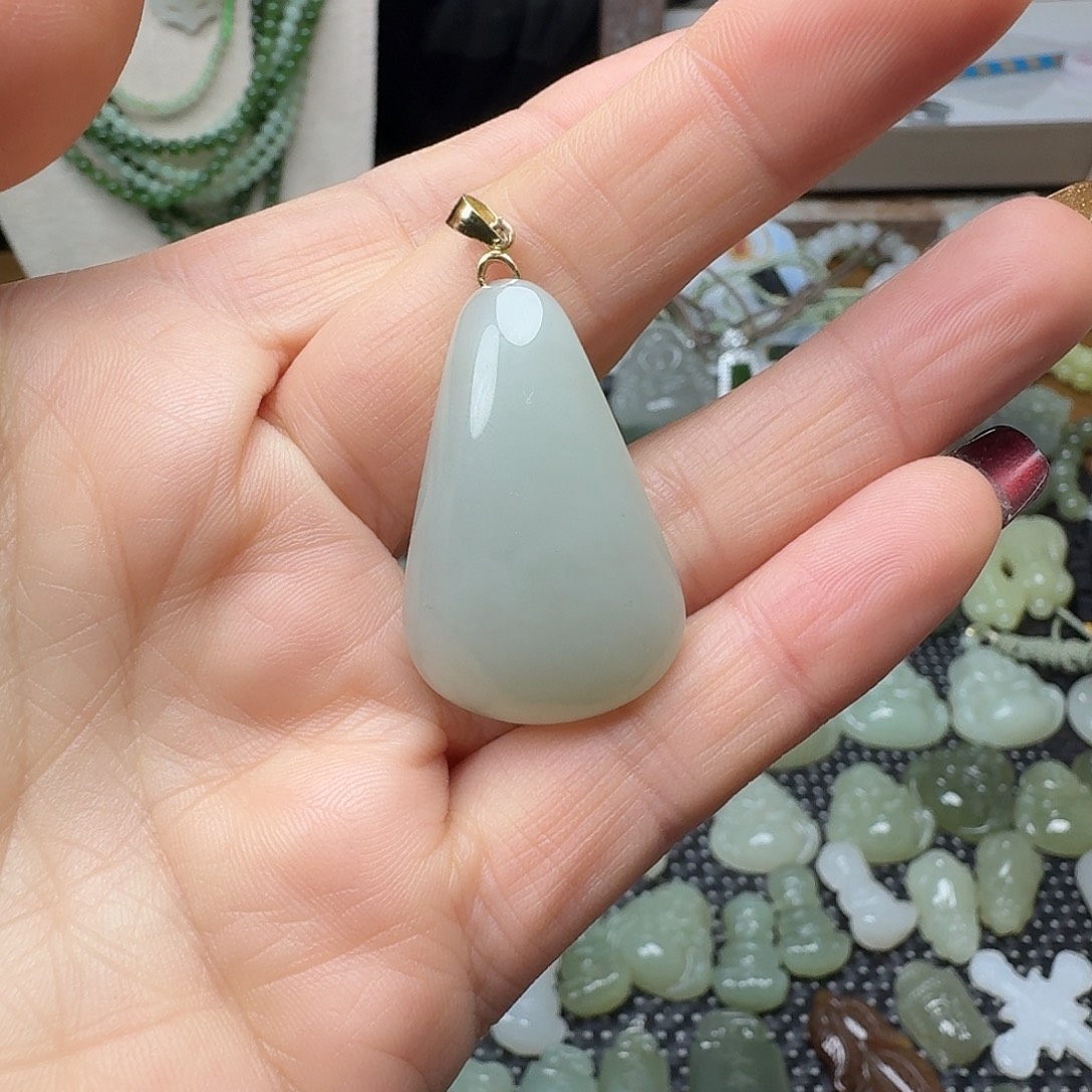 和田玉银S925镀金镶嵌颈饰