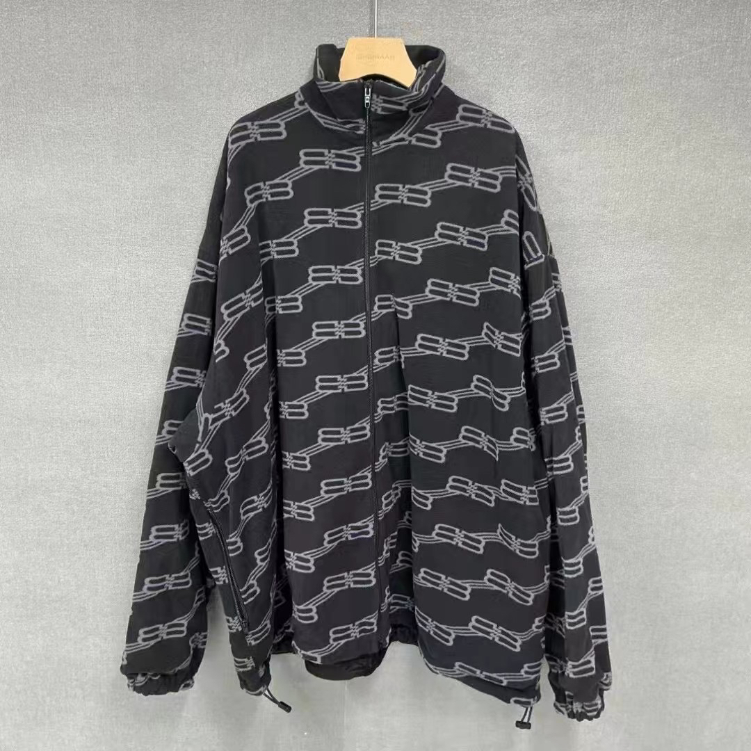 99新 Balenciaga/巴黎世家 双B弹幕摇粒绒棉服外套/99新36码
