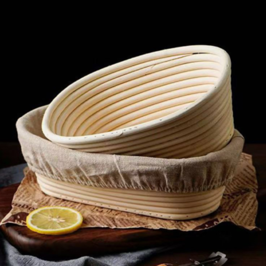 欧式天然藤编面包发酵篮家用烘焙工具水果收纳篮尺寸25-15-8cm