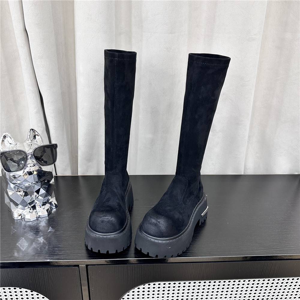 2025新款小个子增高厚底瘦瘦靴松糕底防滑百搭弹力靴骑士靴