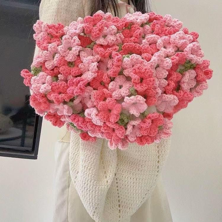 手工编织毛线diy绣球花毯子茉莉花花束康乃馨抱钩针创意礼物材料