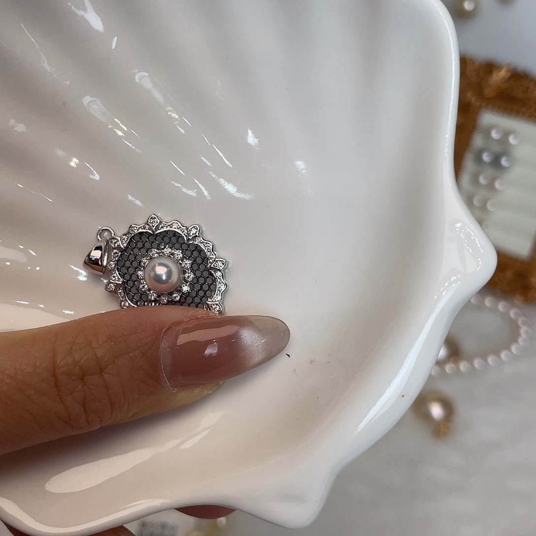 吊坠(不含链)银S925镶嵌海水珍珠