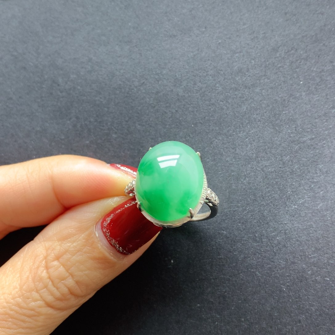 石英质玉戒指银S925镶嵌用****0