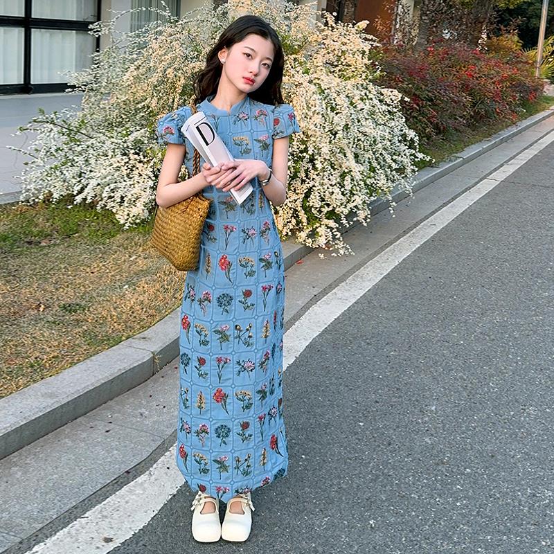 女童夏季国风连衣裙2025年新款儿童旗袍裙中儿童女孩夏装连衣裙