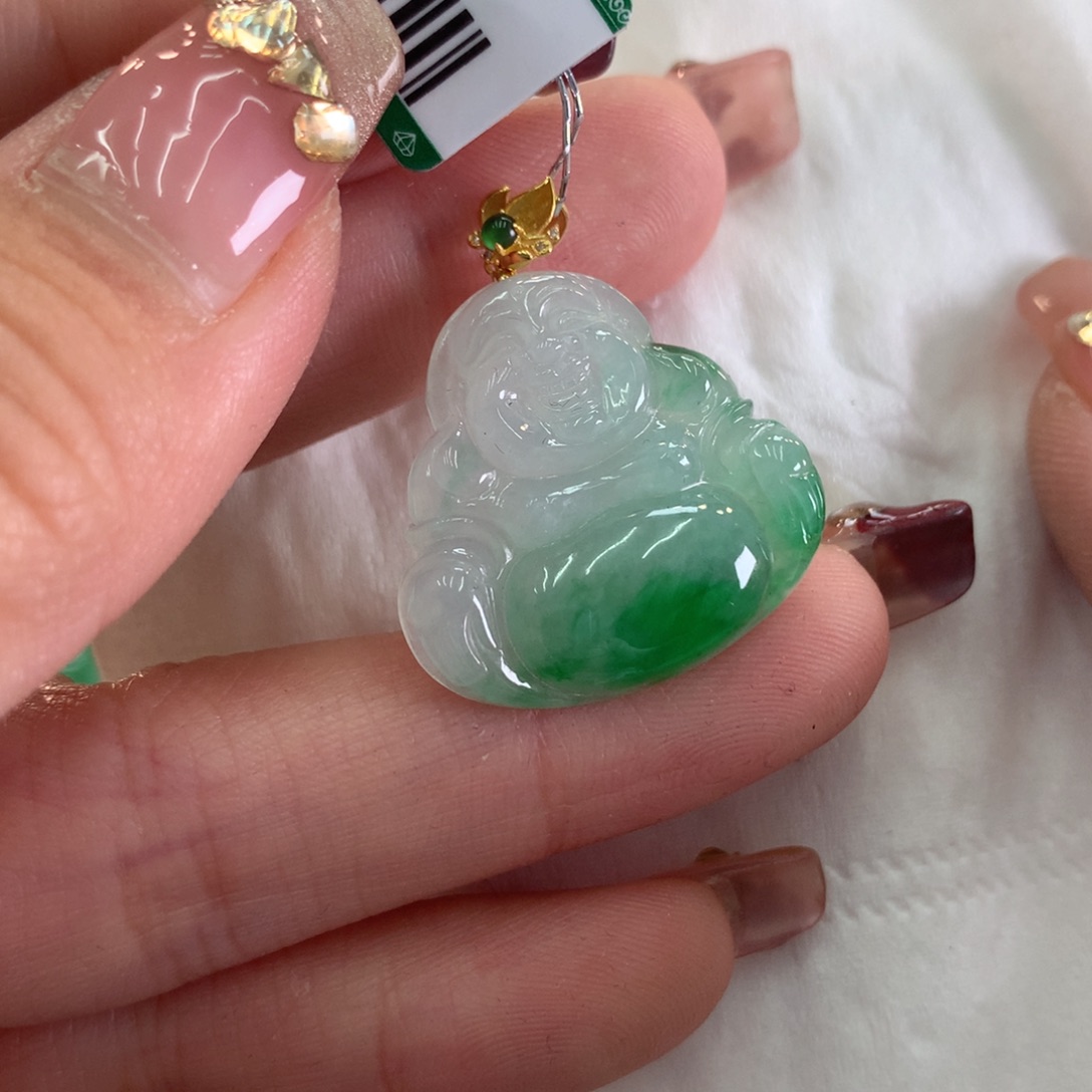 翡翠吊坠(不含链)18K金镶嵌
