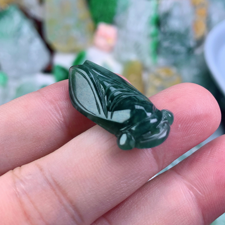 天然A货翡翠蓝水一鸣惊人吊坠31.1-15.2-6.5aa