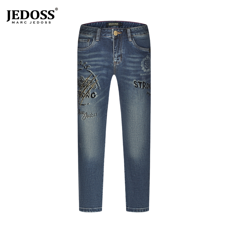 JEDOSS/爵迪斯2025秋上新时尚轻奢男装LOGO直筒牛仔裤休闲风860
