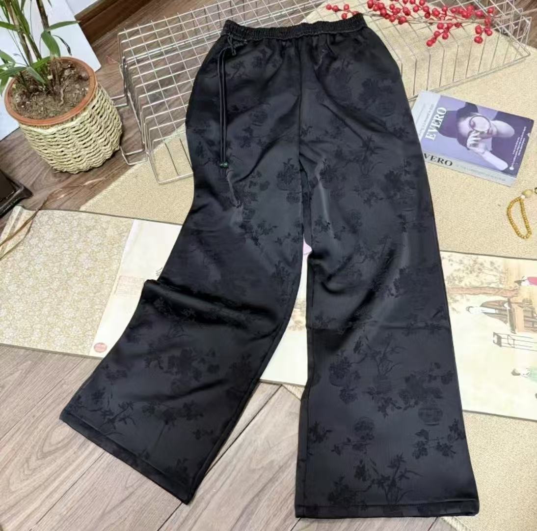 冬季加绒加厚新中式休闲裤女时尚显瘦新款百搭洋气裤子中国风