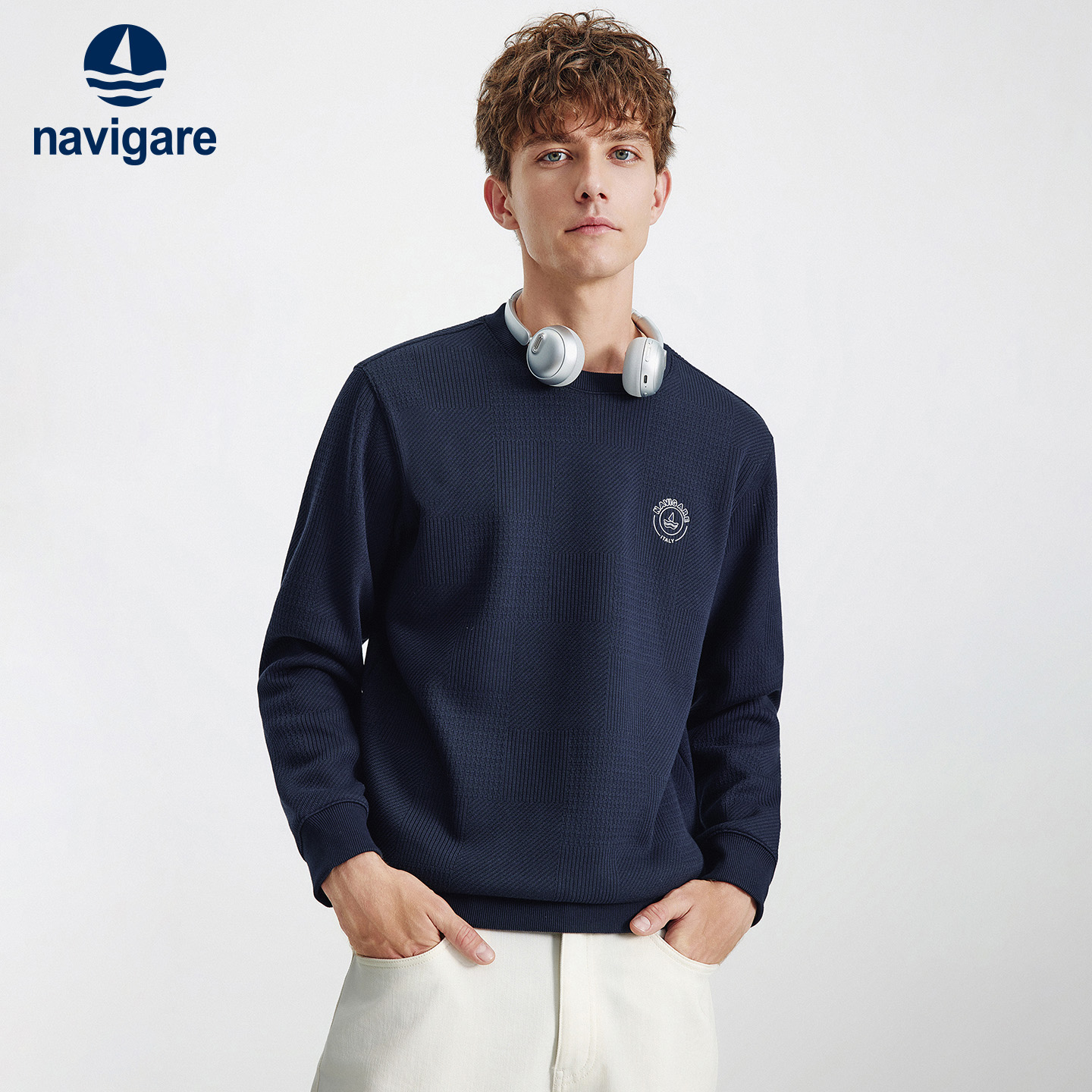 [华夫格]Navigare意大利小帆船卫衣男休闲套头长袖T恤1135805310