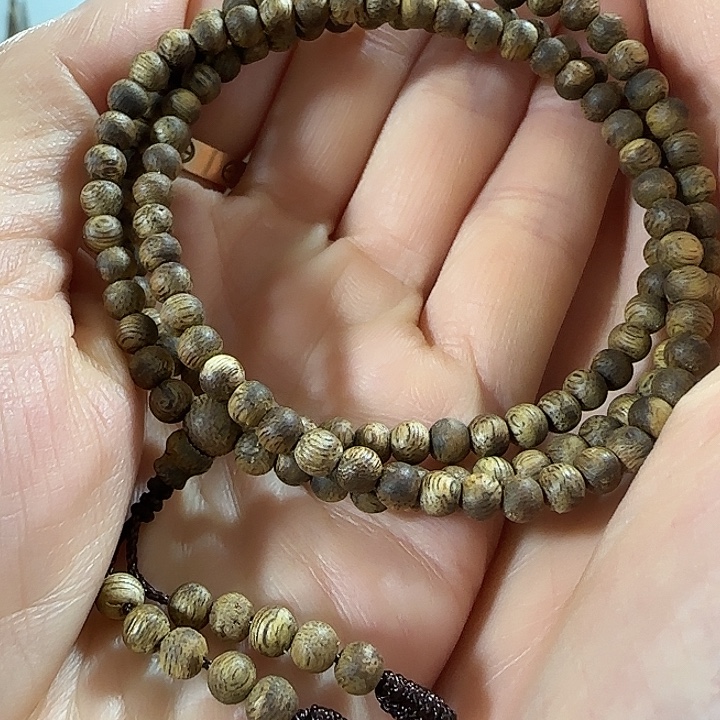沉香手串绿奇楠沉香圆珠三圈04手串