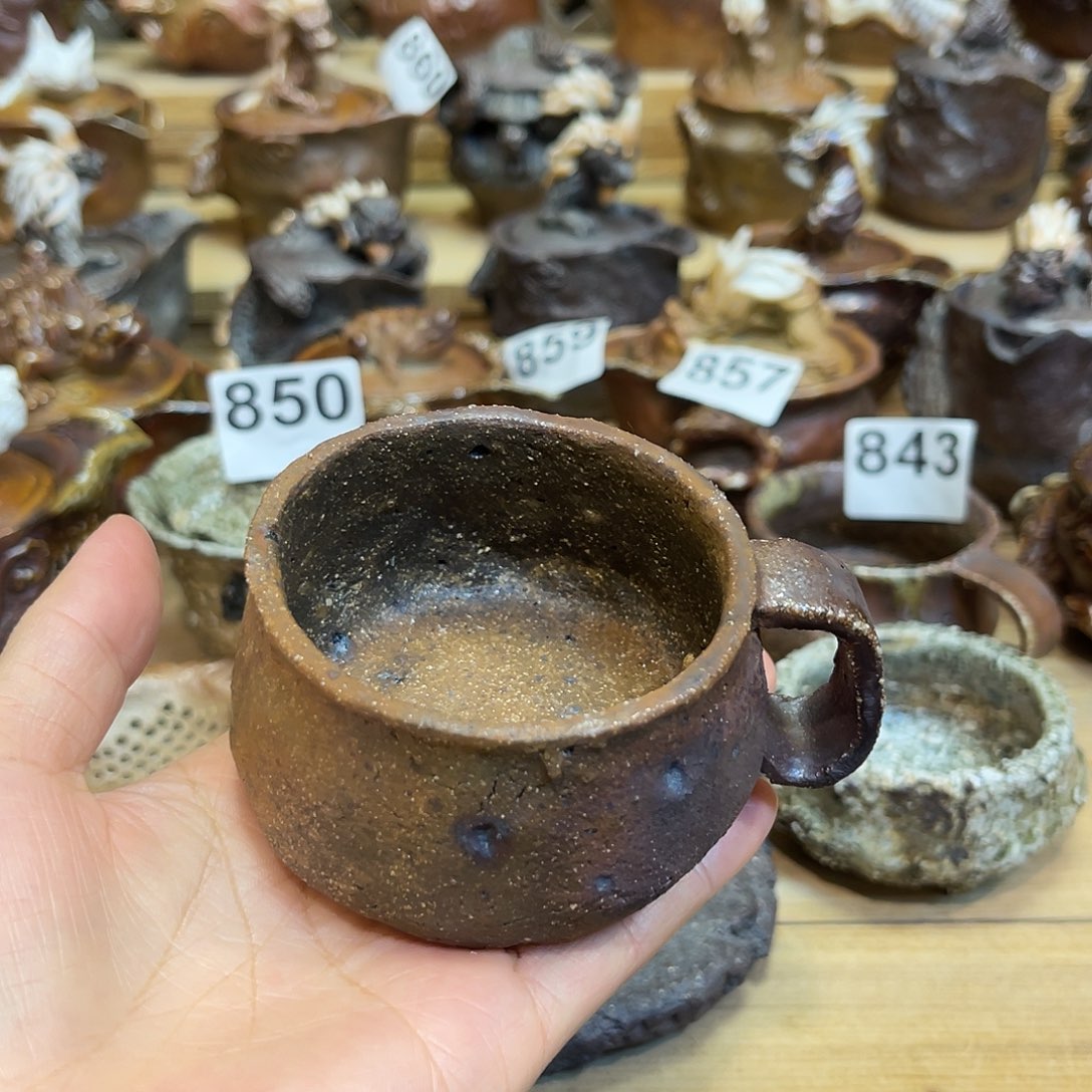 杯柴烧粗陶手捏马克杯