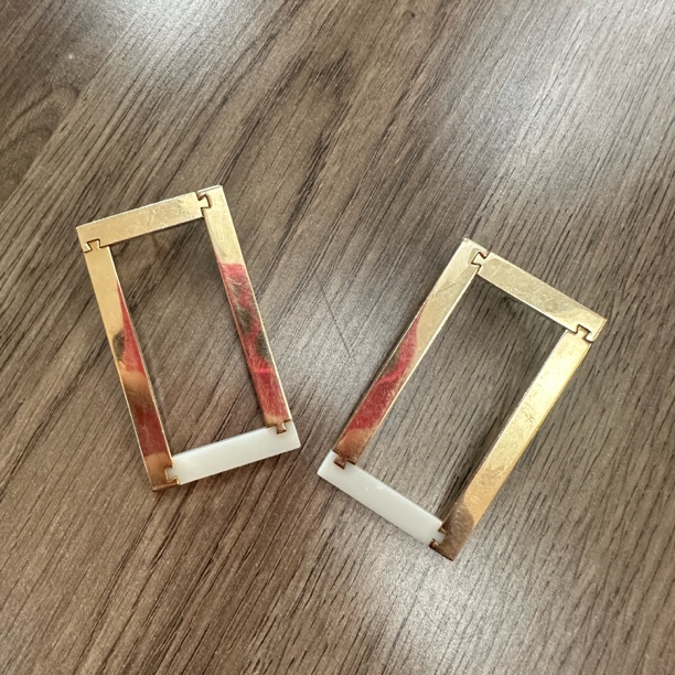 钛钢玻璃耳饰 FR20S31金色白玉耳饰