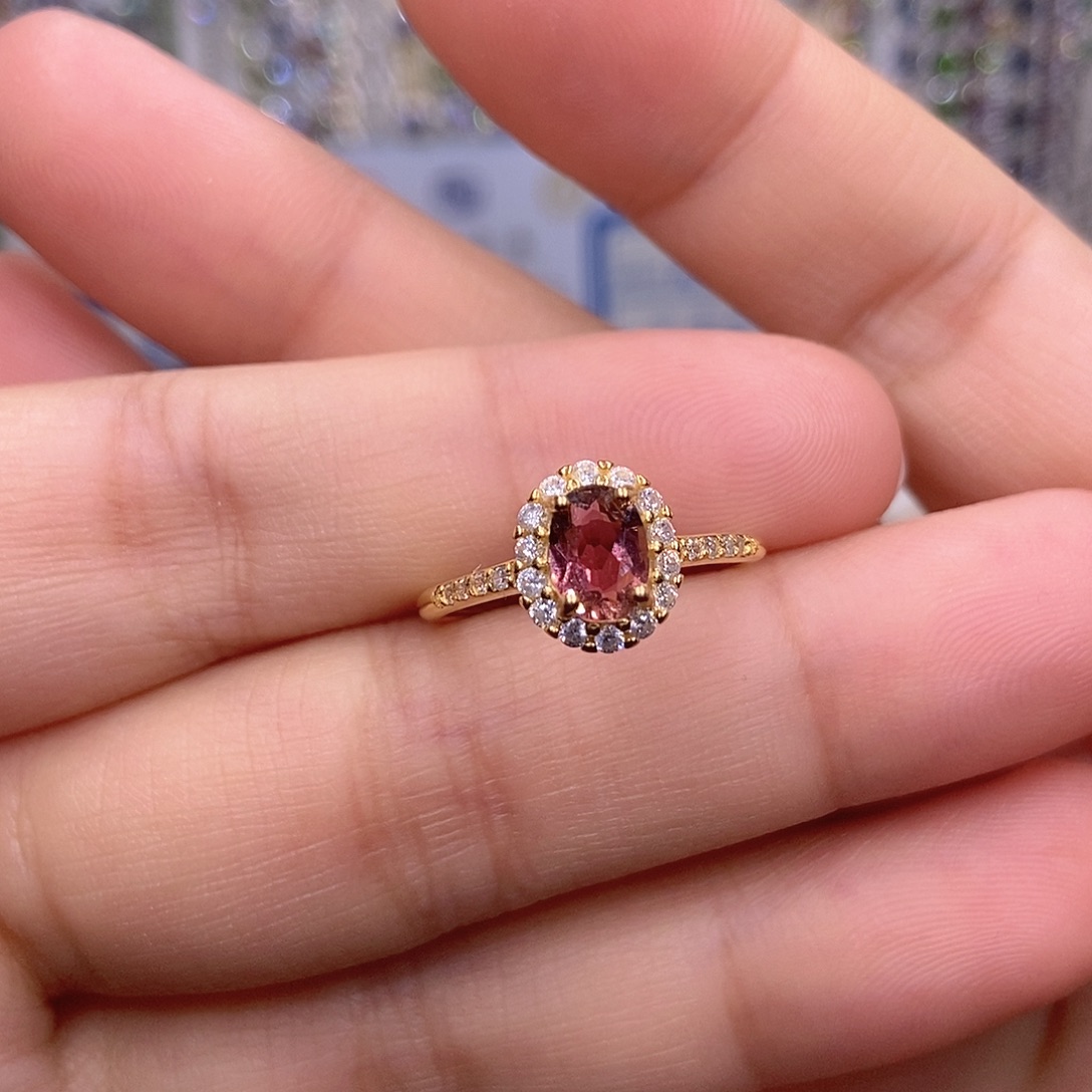 银S925镶嵌戒指碧玺