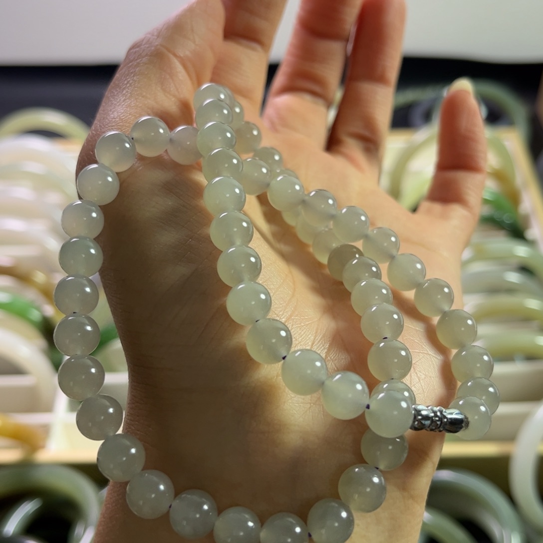 和田玉未镶嵌项链禾***子