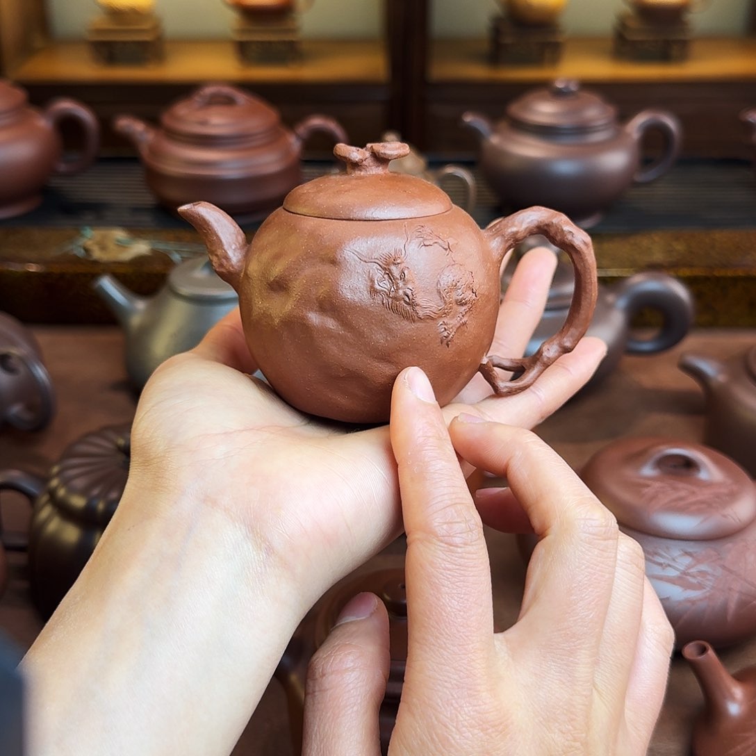 紫砂茶壶龙供春，降坡泥