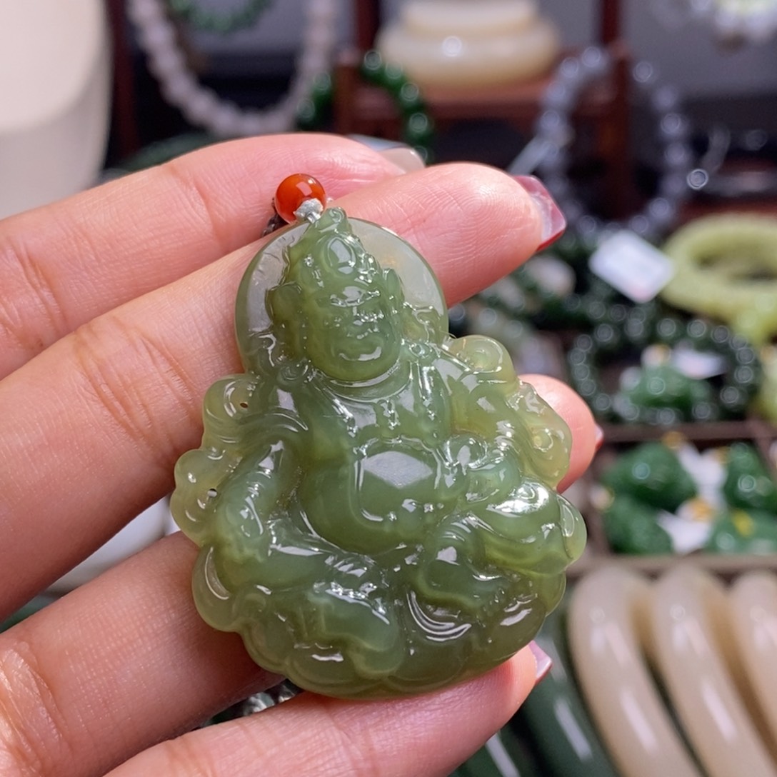 和田玉清货价老矿料黄口黄财神未镶嵌