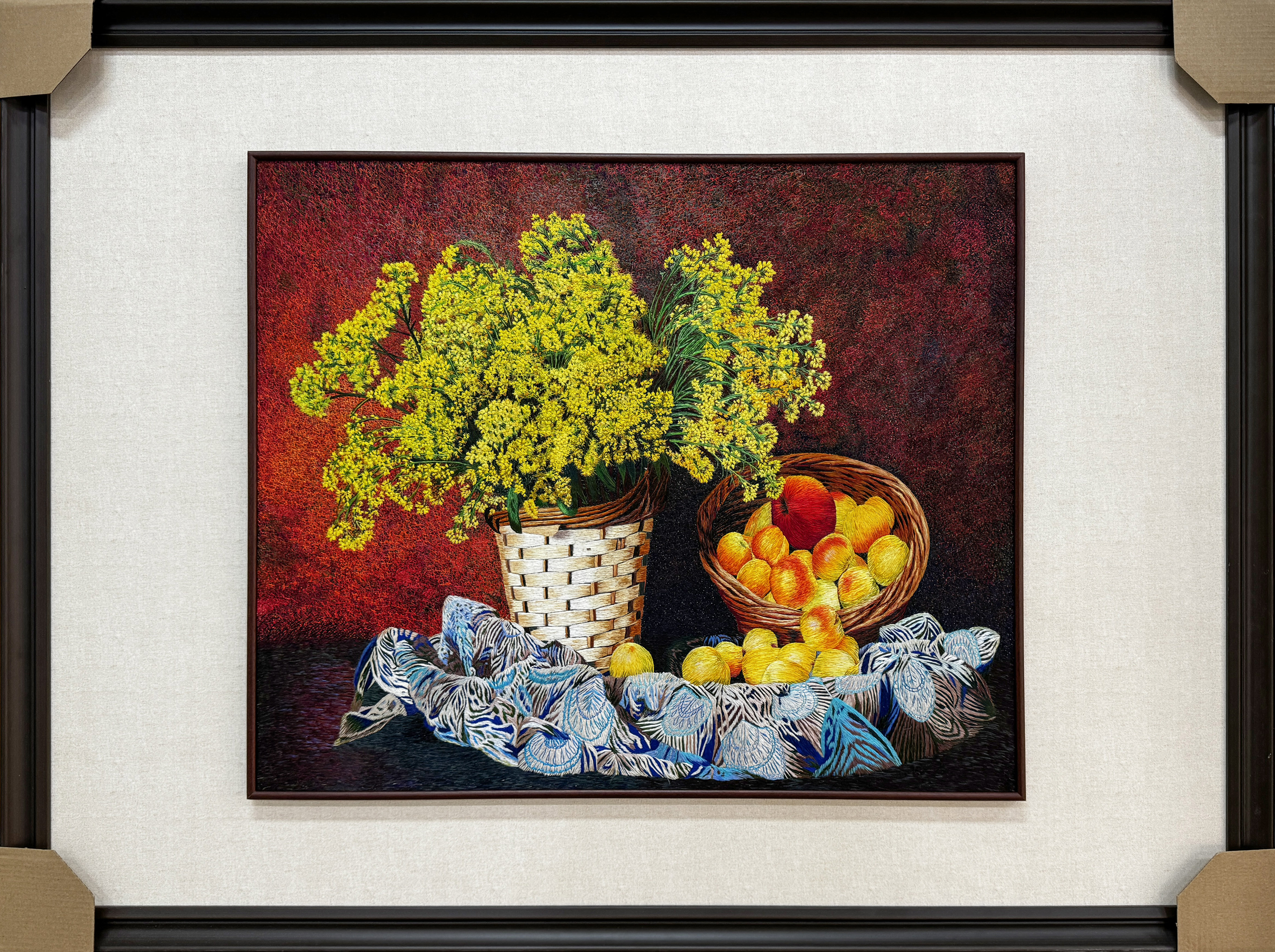 【丰收】纯手工刺绣苏绣乱针满绣欧式餐厅精品挂画画芯60×50cm