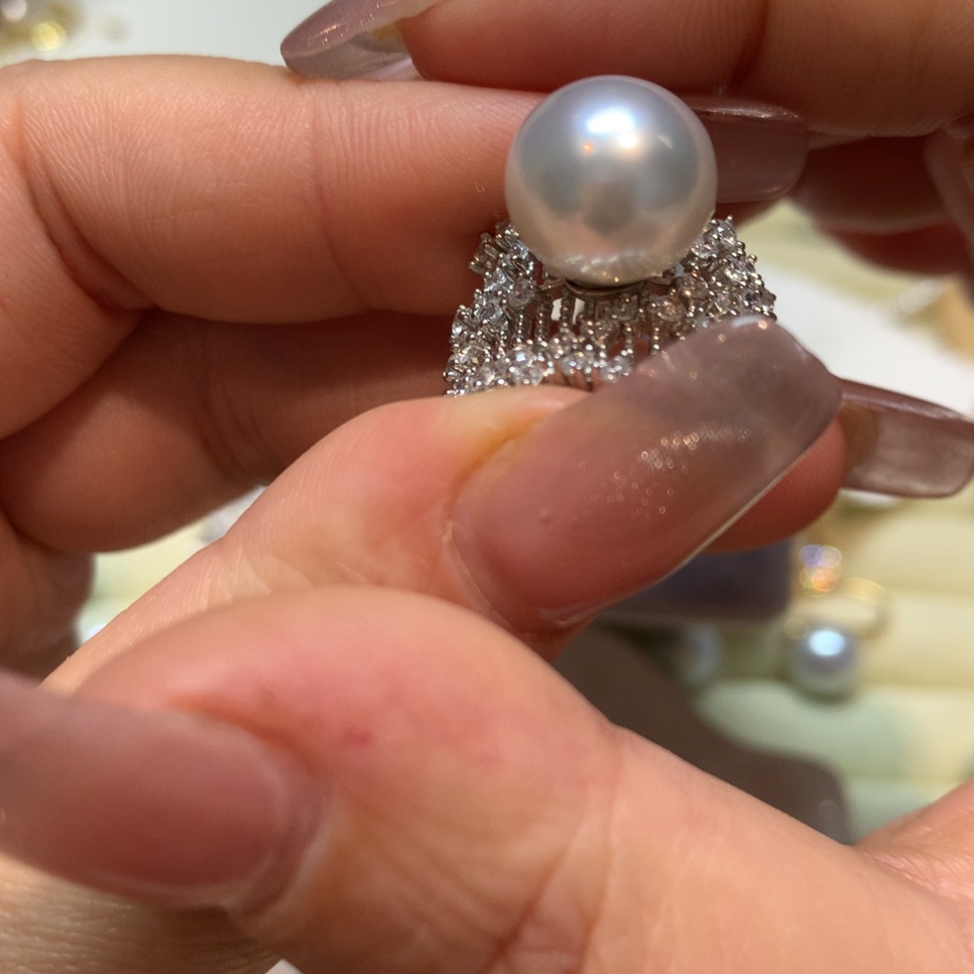 海水珍珠戒指银S925镶嵌