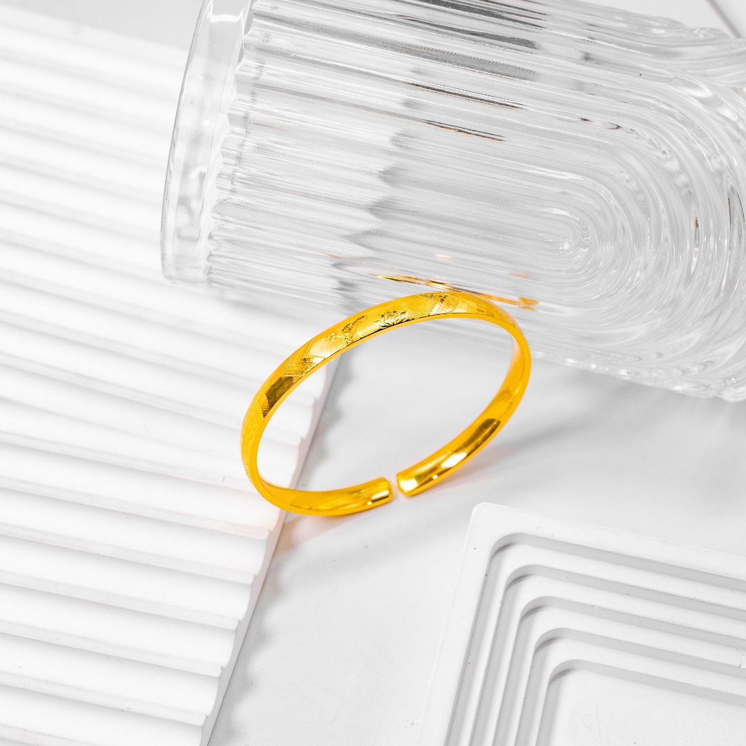 足银手镯 时尚百搭精致 福运莲莲开口手镯 气质精美经典