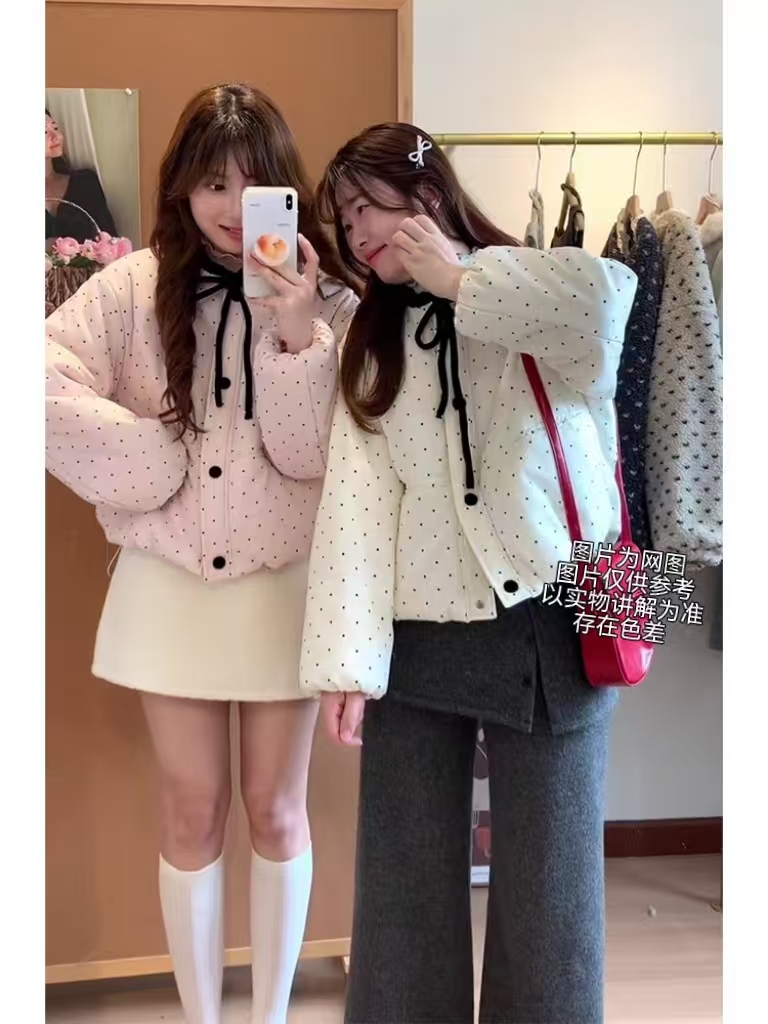 2025冬季新款大码女装韩系甜美风碎花棉服外套+高领打底上衣