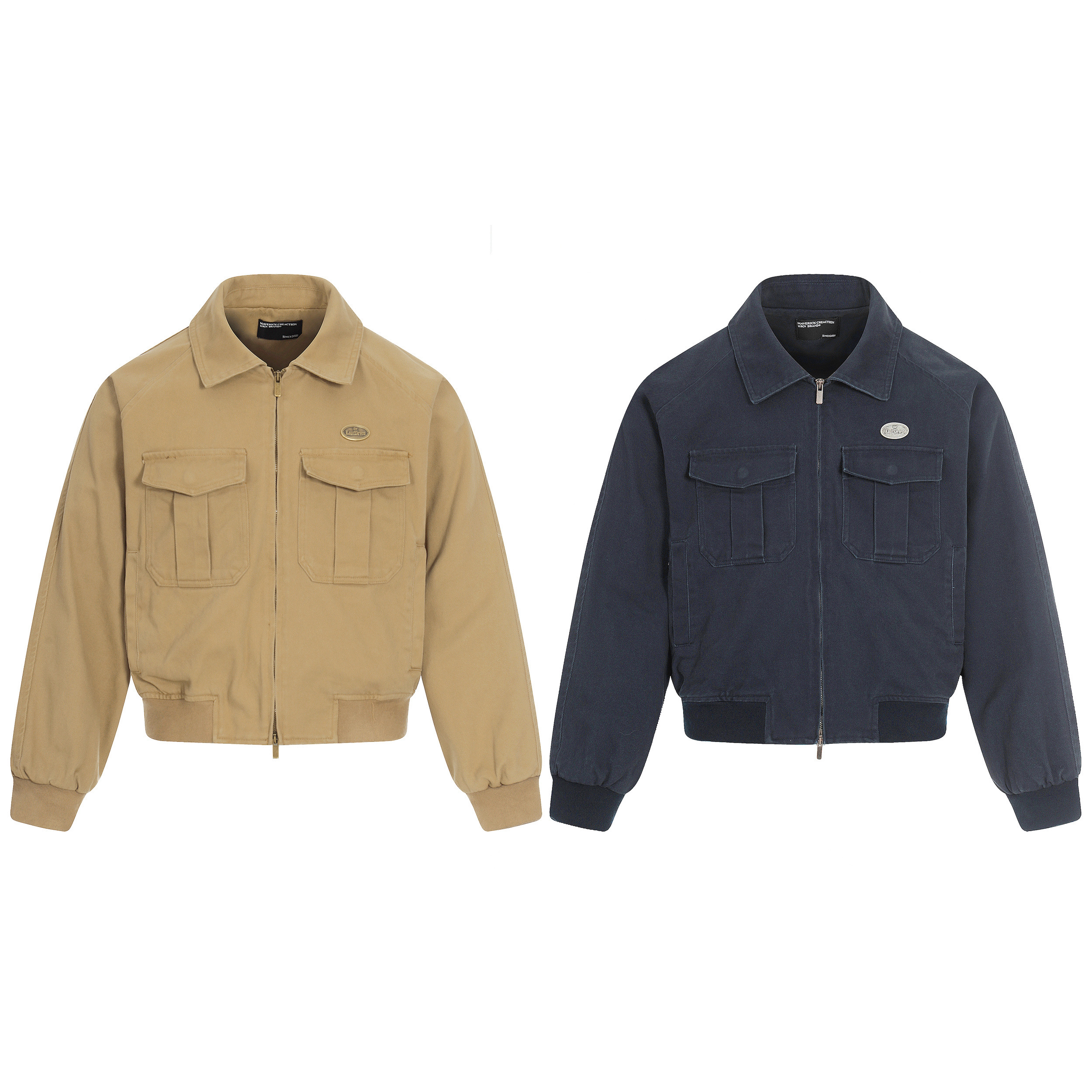 PInGoo美式复古外套工装夹克水洗做旧短款翻领多口袋时尚休闲上衣