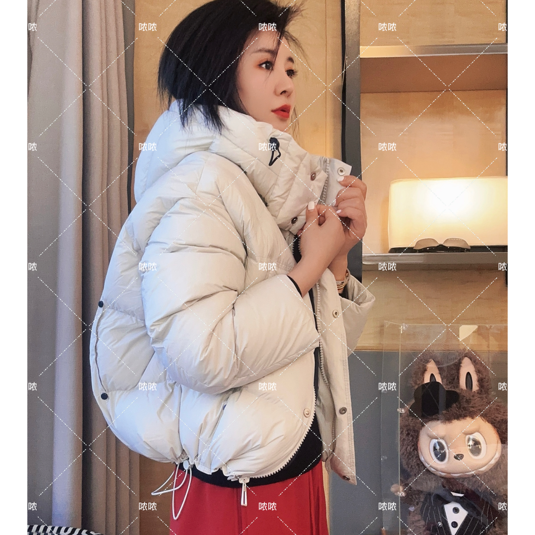 NONG NONG-【塞纳羽绒】2026冬季连帽拼接口袋设计羽绒服04392744