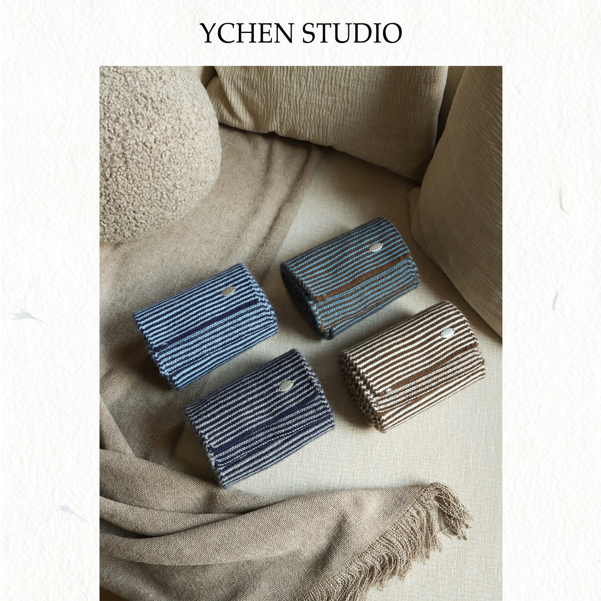 秀文~全羊毛撞色细条纹针织围巾秋冬季保暖护颈围脖WJ1919WB