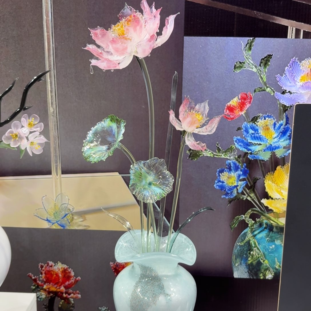 琉璃手工艺品粉黛15瓣02