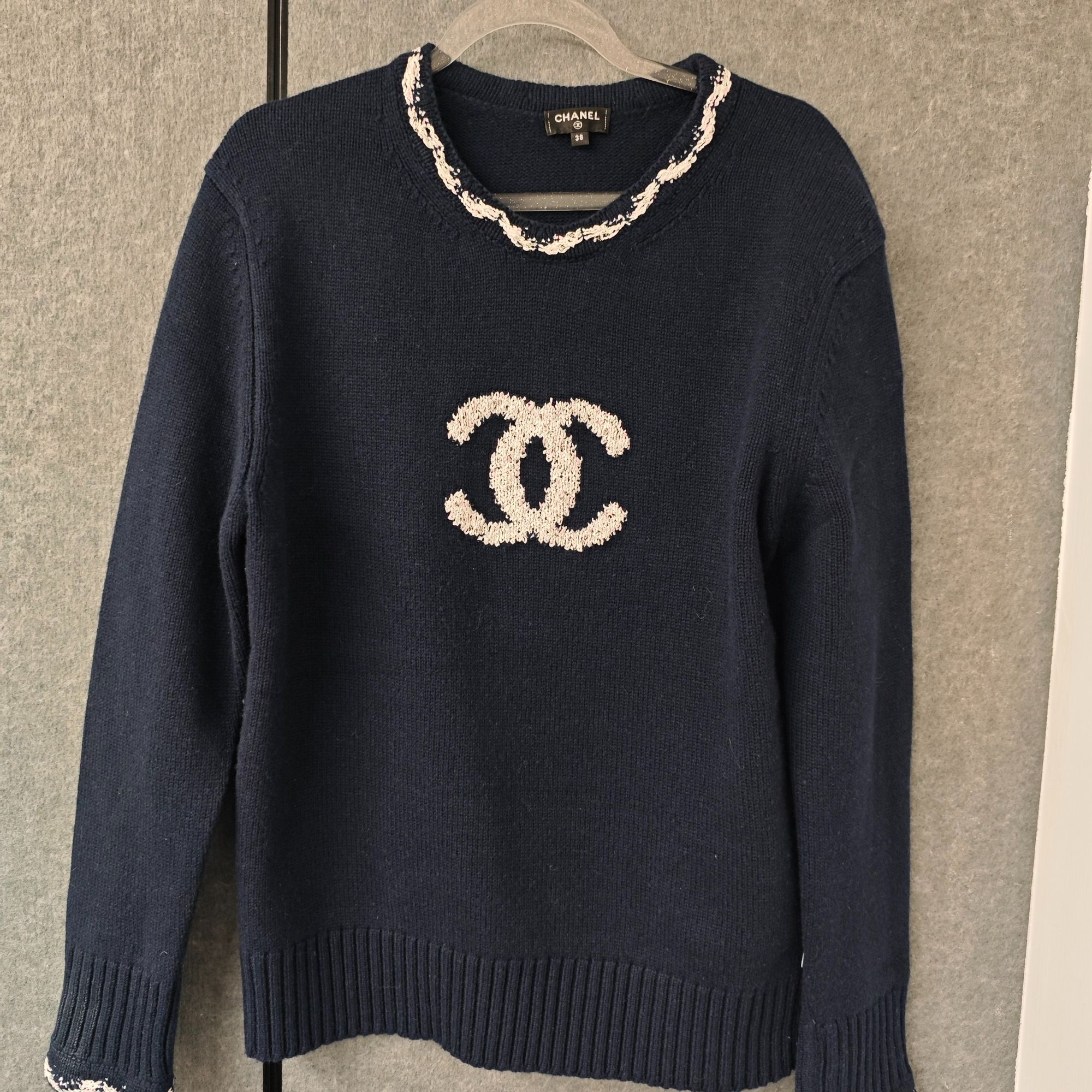 95新 Chanel/香奈儿 毛衣38码藏蓝色/250605VXCYZ09