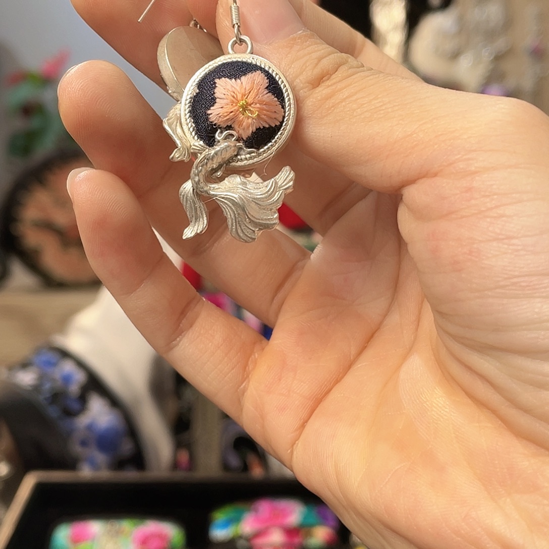 锆石纯铜合金耳环