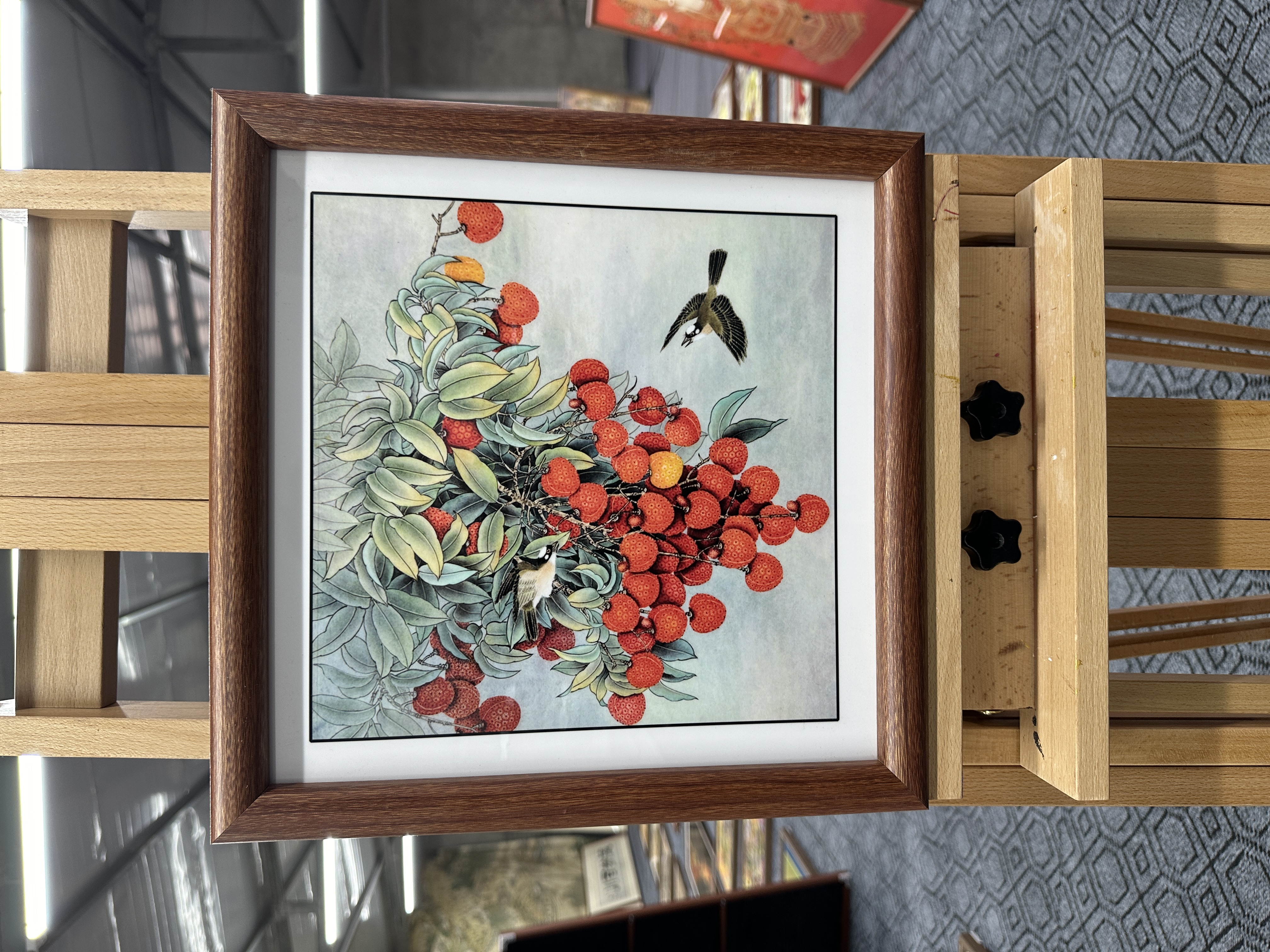  [169荔枝如意]30x30摆台中国风家居装饰画办公室玄关客厅装饰画