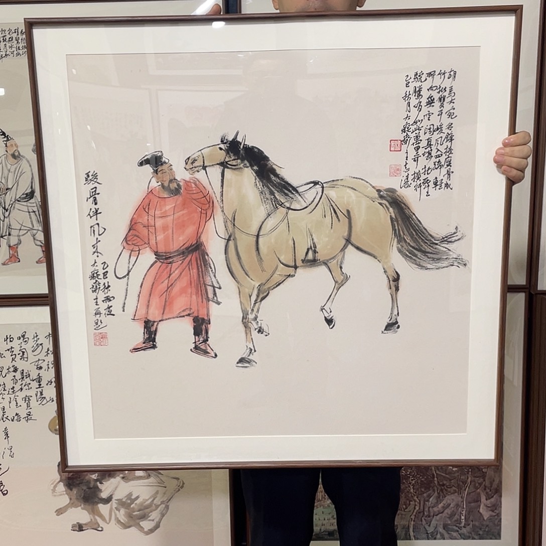 国画手绘画作品带框80/80