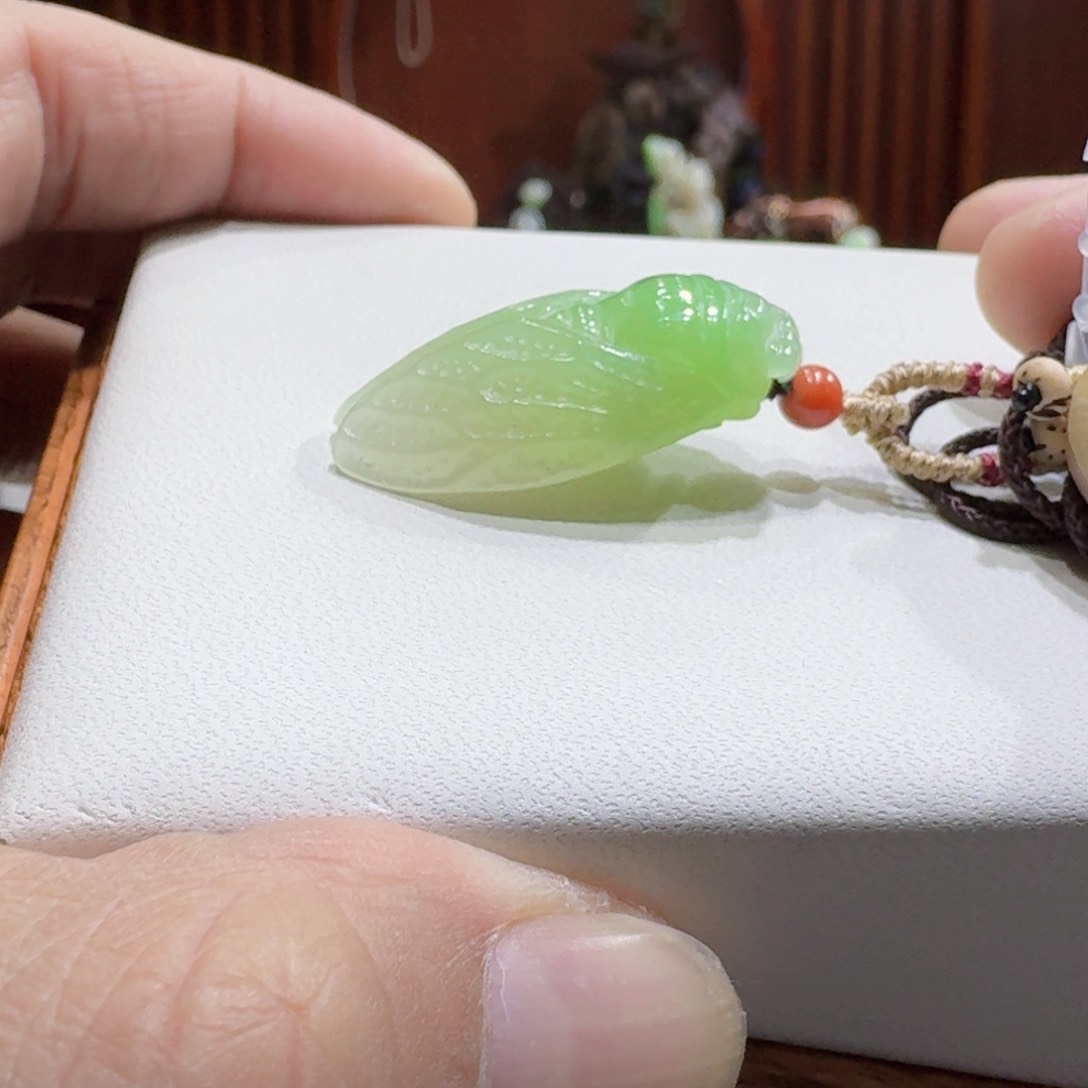 和田玉和田玉翠青金蝉一鸣惊人未镶嵌