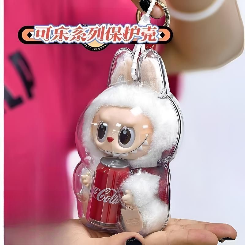 可口可乐联名款保护套拉布布展示盒透明收纳盒收纳盒labubu保护套