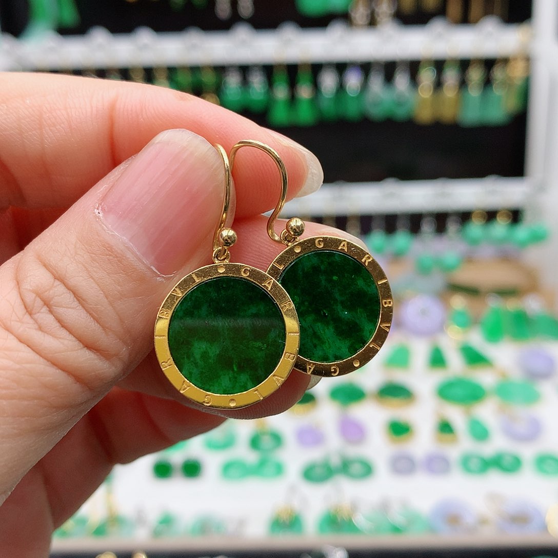 翡翠耳饰18K金镶嵌善*