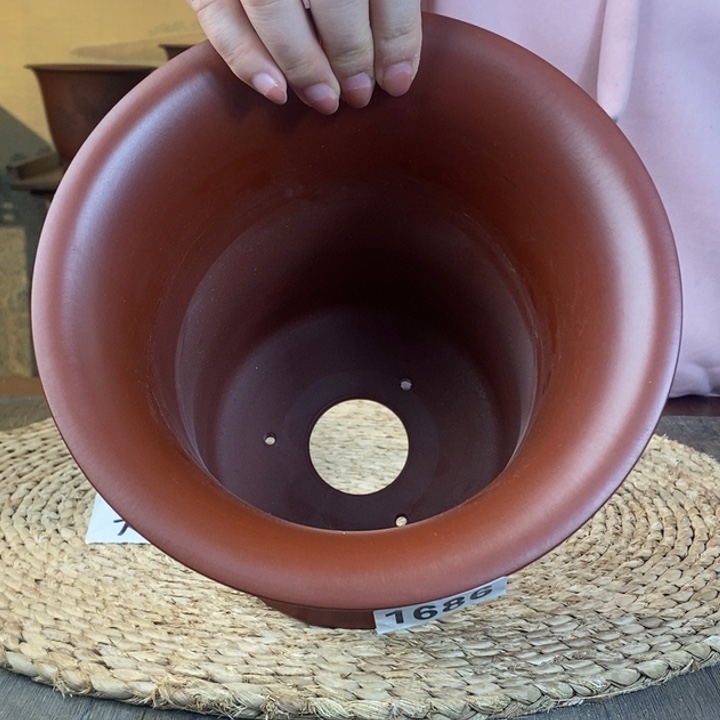 心***语紫砂花盆  全手大红袍 矮竹节1686