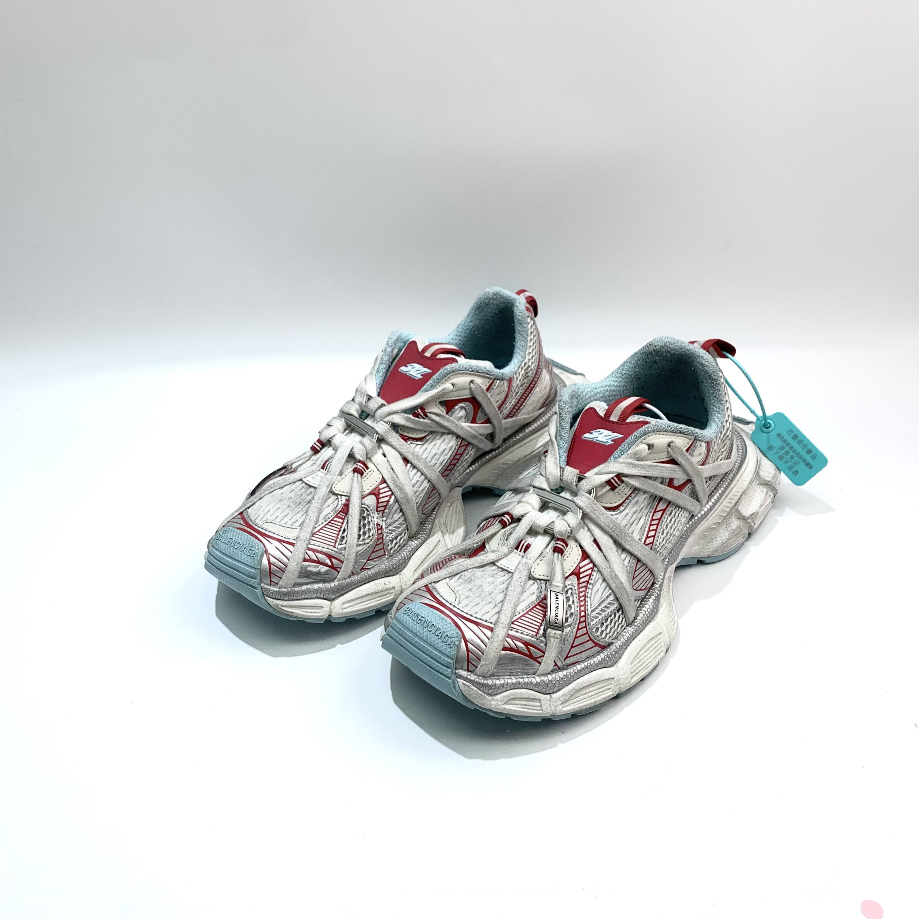 99新 Balenciaga/巴黎世家 43码 白红色圆头套穿3XL老爹鞋bl0445