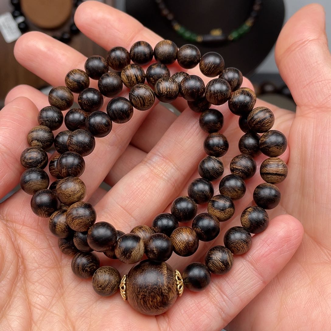 沉香手串越南芽庄白棋0.8虎皮瘿子瘤疤